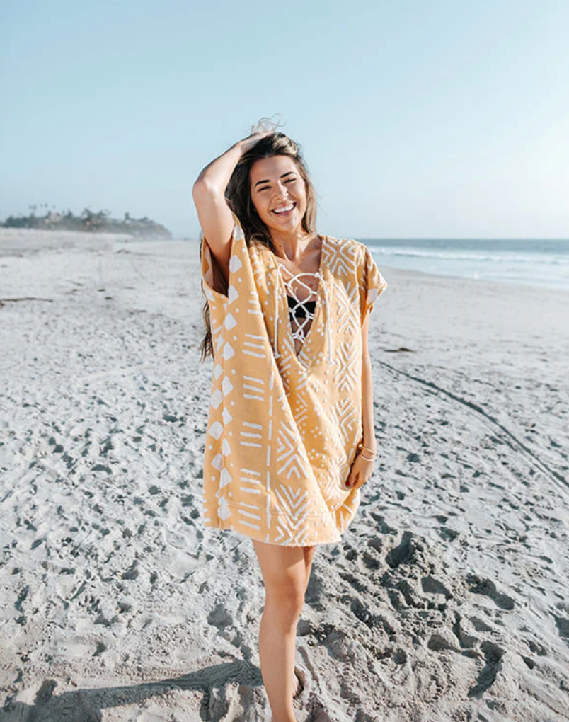 poncho SAND CLOUD Adobe Mudcloth Cover Up Sunflower