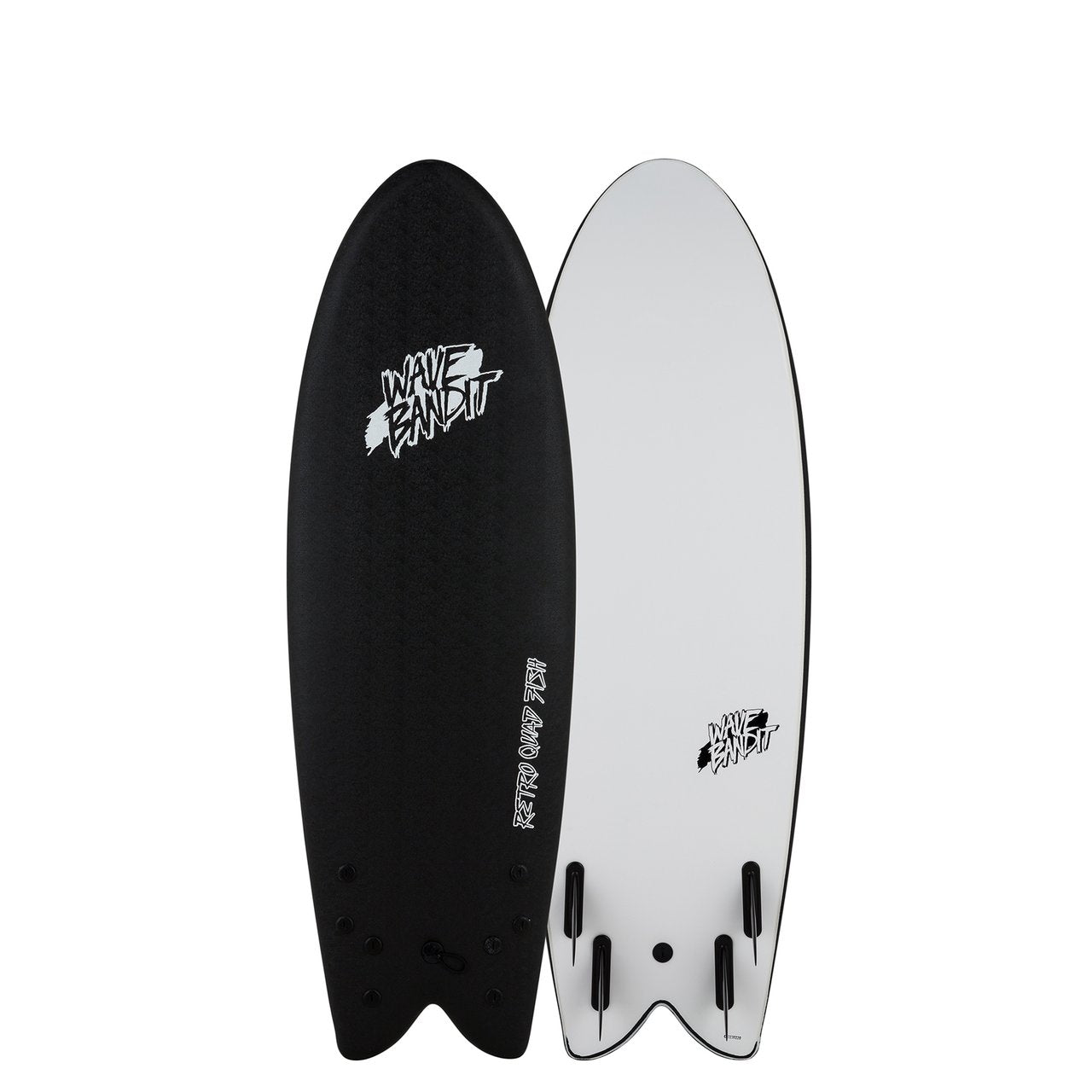 Planche De Surf en Mousse Wave Bandit par Catch Surf Retro Fish 5'8 Quad Black