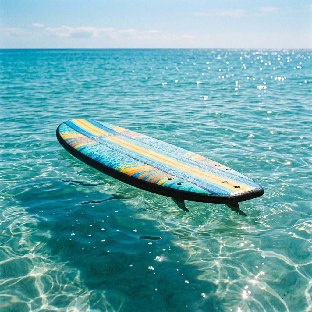 Softboard en mousse qui flotte a la surface de l'eau