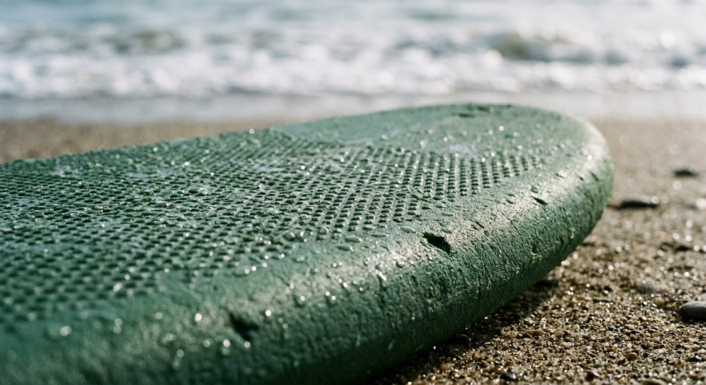 Gros plan sur le pont en mousse epais et le volume d'un softboard